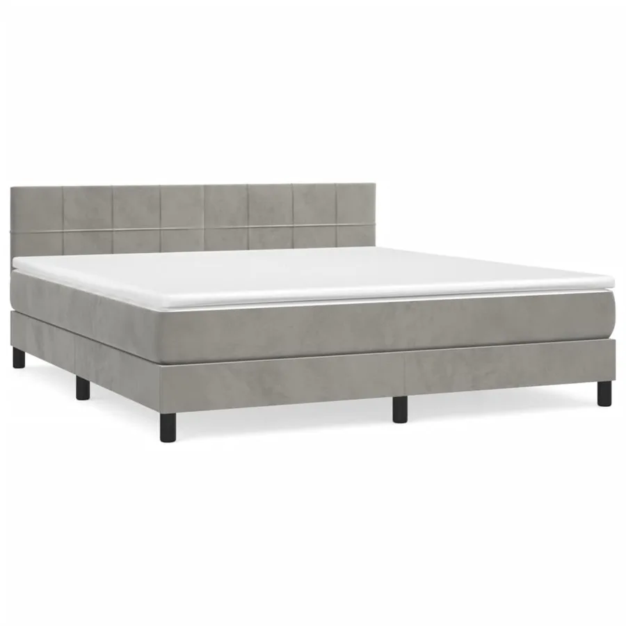 Sommier à lattes de lit et matelas Gris clair 160x200cm Velours - 2