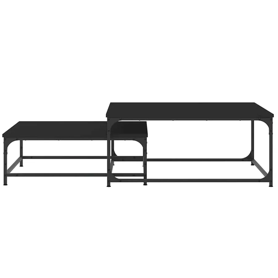 Tables basses gigognes 2 pcs noir bois d'ingénierie - 4