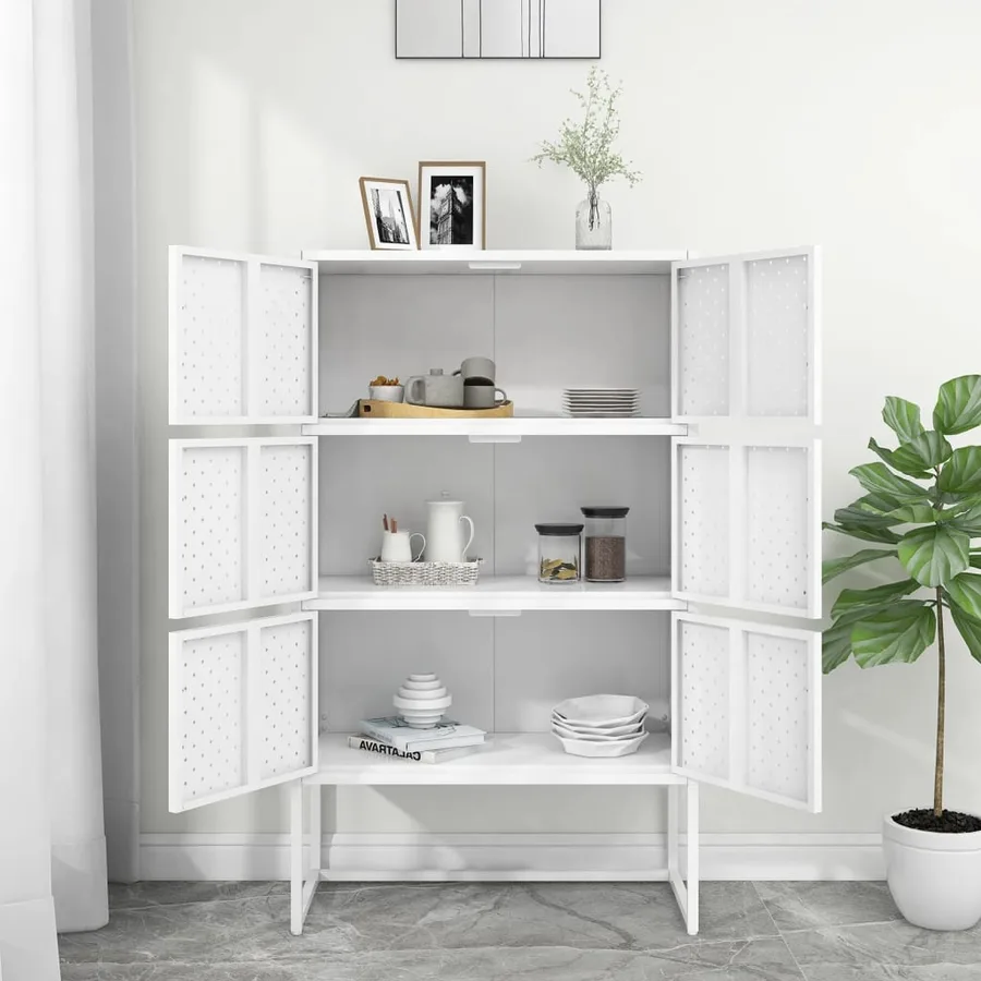Buffet haut Blanc 80x35x135 cm Acier - 3