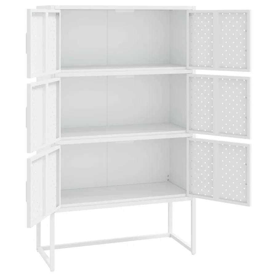 Buffet haut Blanc 80x35x135 cm Acier - 4