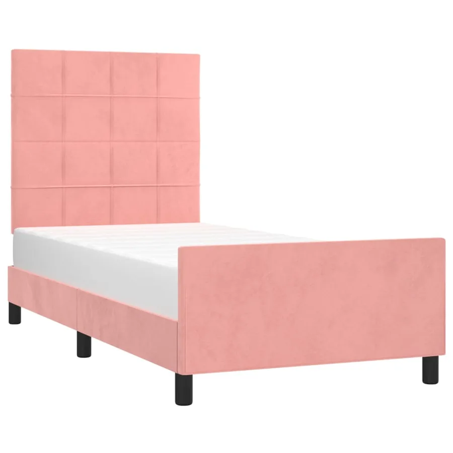 Cadre de lit sans matelas rose 100x200 cm velours - 3