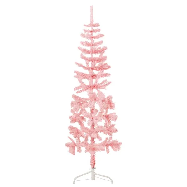 Demi sapin de Noël artificiel mince avec support Rose 150 cm