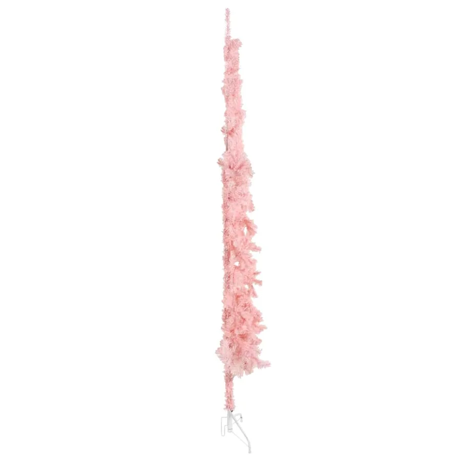 Demi sapin de Noël artificiel mince avec support Rose 210 cm - 2