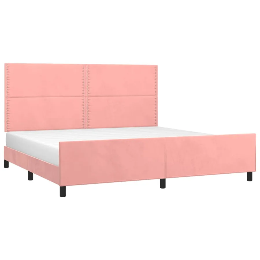 Cadre de lit sans matelas rose 200x200 cm velours - 3