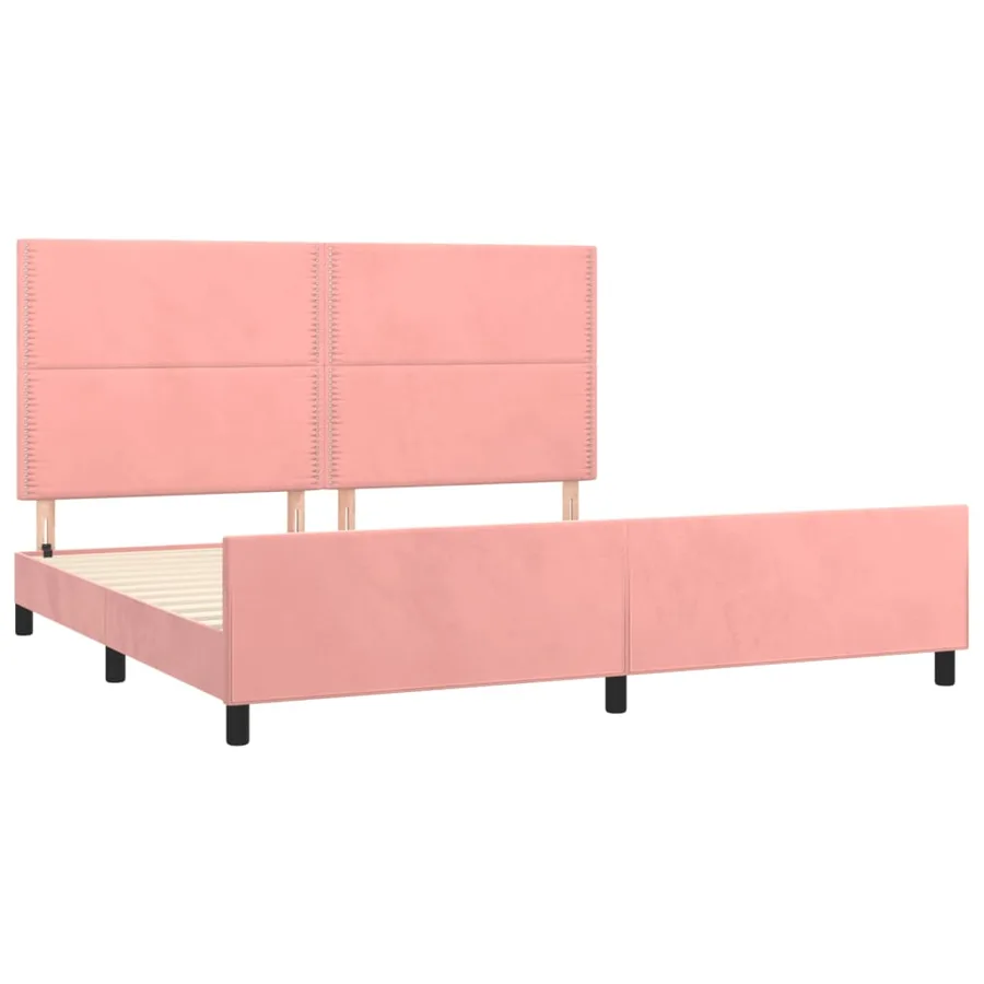 Cadre de lit sans matelas rose 200x200 cm velours - 4