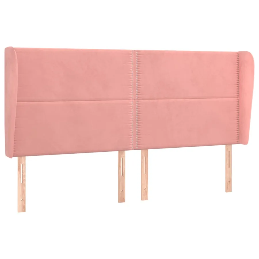 Tête de lit avec oreilles Rose 203x23x118/128 cm Velours - 2