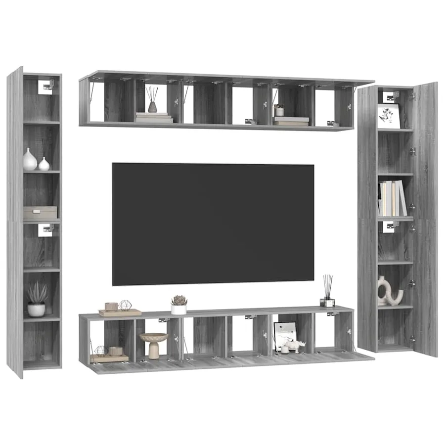 Ensemble de meubles TV 10 pcs Sonoma gris Bois d'ingénierie - 4