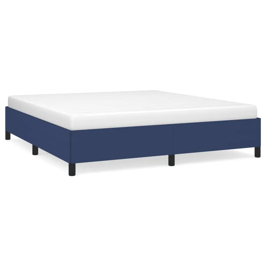 Cadre de lit sans matelas bleu 160x200 cm tissu - 2