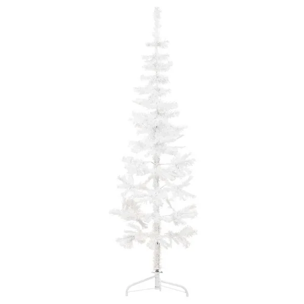 Demi sapin de Noël artificiel mince avec support Blanc 180 cm