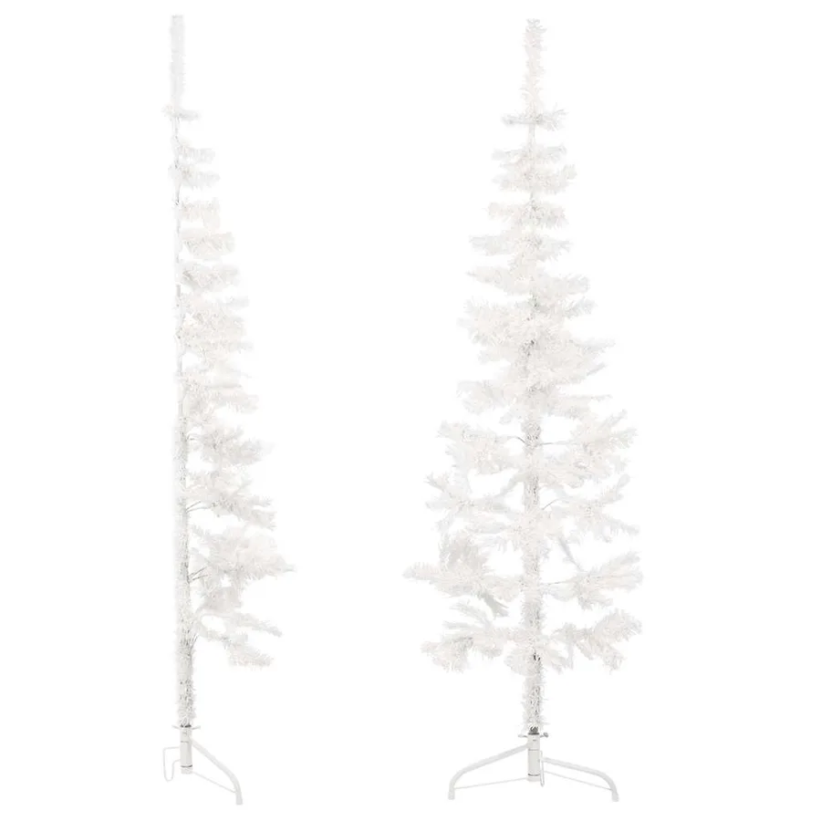 Demi sapin de Noël artificiel mince avec support Blanc 180 cm - 4