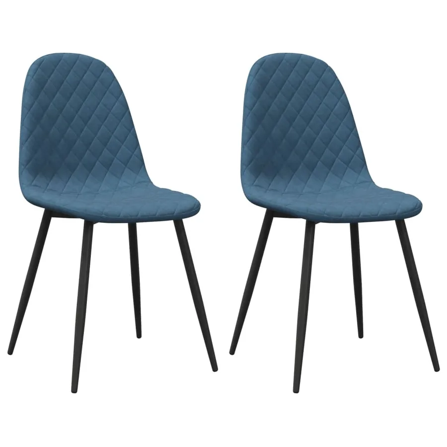 Chaises à manger lot de 2 Bleu Velours - 2