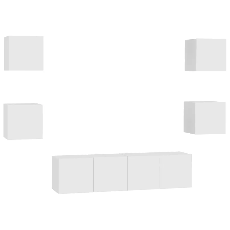 Ensemble de meubles TV 6 pcs Blanc Bois d'ingénierie - 2