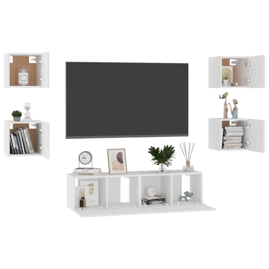 Ensemble de meubles TV 6 pcs Blanc Bois d'ingénierie - 3