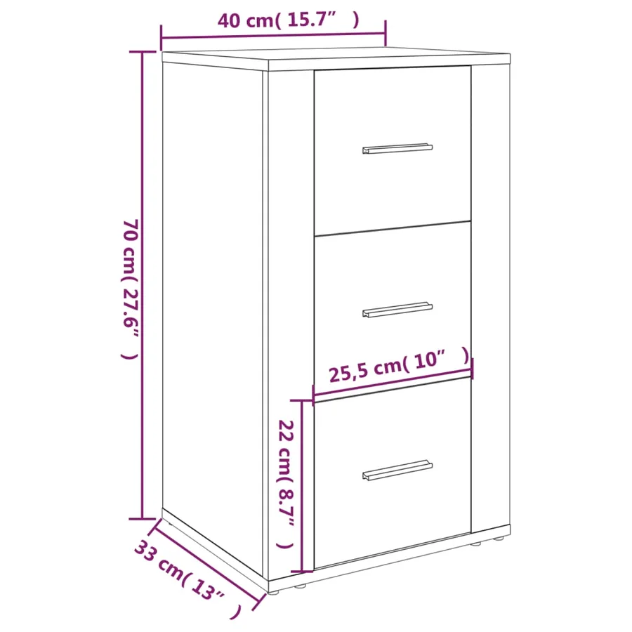 Buffet Blanc 40x33x70 cm Bois d'ingénierie - 10