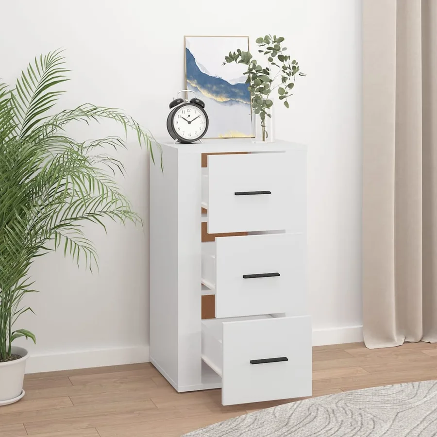 Buffet Blanc 40x33x70 cm Bois d'ingénierie - 6