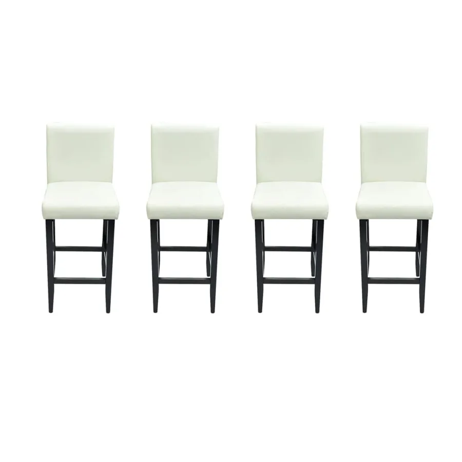 Tabourets de bar lot de 4 blanc similicuir - 2