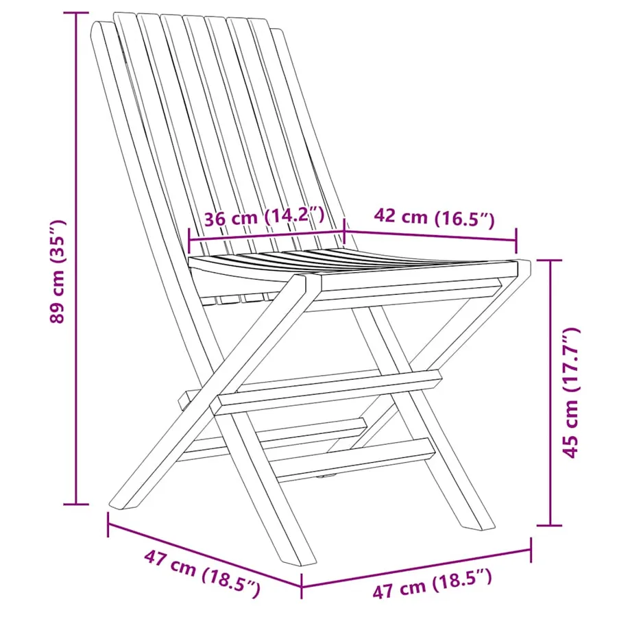 Chaises de jardin pliantes lot de 8 47x47x89cm bois massif teck - 5
