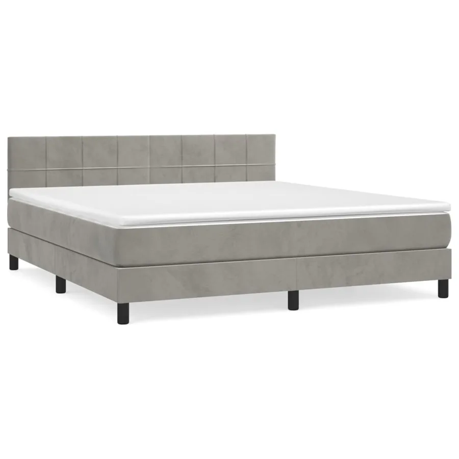 Sommier à lattes de lit et matelas Gris clair 180x200cm Velours - 2