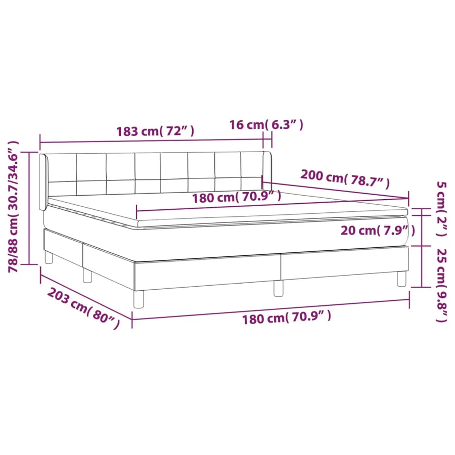 Sommier à lattes de lit et matelas Gris clair 180x200cm Velours - 7