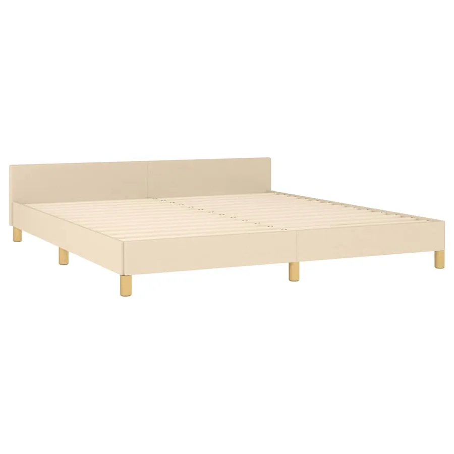 Cadre de lit sans matelas crème 180x200 cm tissu - 4