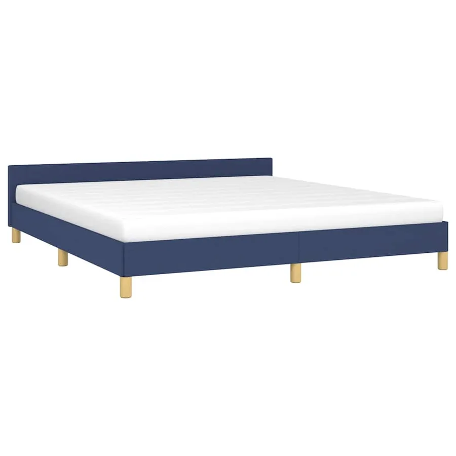 Cadre de lit avec tête de lit sans matelas bleu 160x200cm tissu - 3
