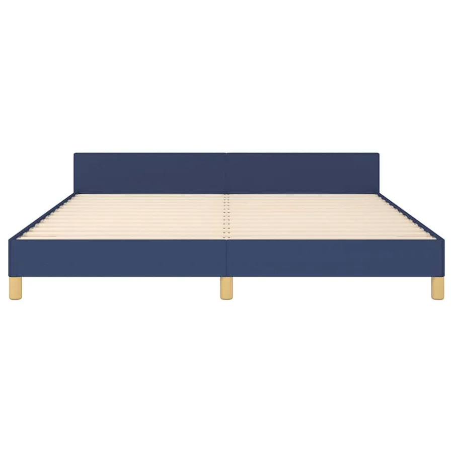 Cadre de lit avec tête de lit sans matelas bleu 160x200cm tissu - 5