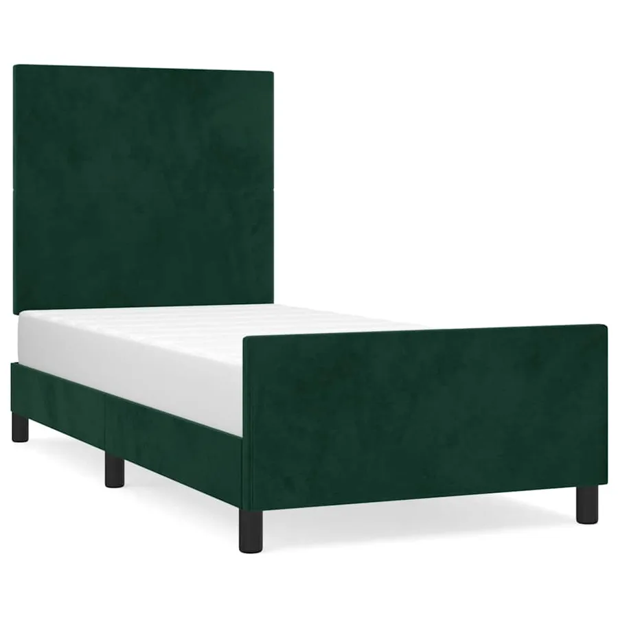 Cadre de lit sans matelas vert foncé 100x200 cm velours - 2