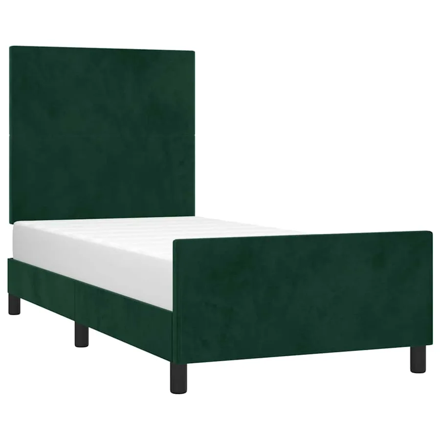 Cadre de lit sans matelas vert foncé 100x200 cm velours - 3