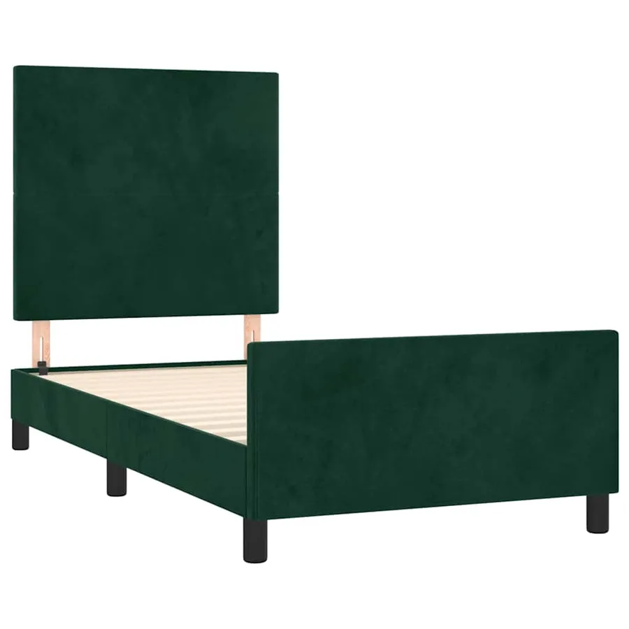 Cadre de lit sans matelas vert foncé 100x200 cm velours - 4