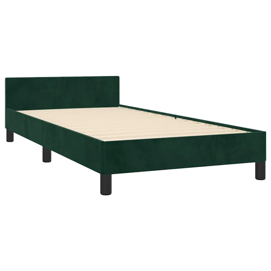 Cadre de lit sans matelas vert foncé 100x200 cm velours - 5
