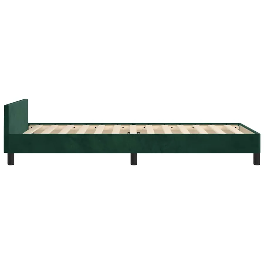 Cadre de lit sans matelas vert foncé 100x200 cm velours - 7