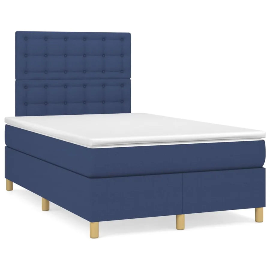 Sommier à lattes de lit avec matelas Bleu 120x200 cm Tissu - 2