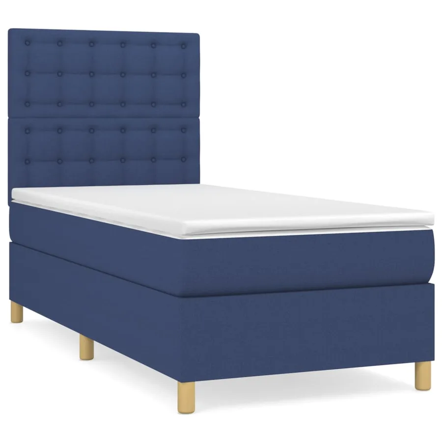 Sommier à lattes de lit avec matelas Bleu 100x200 cm Tissu - 2