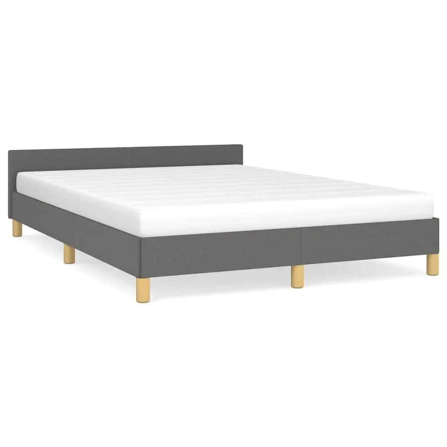 Cadre de lit sans matelas gris foncé 140x190 cm tissu - 2