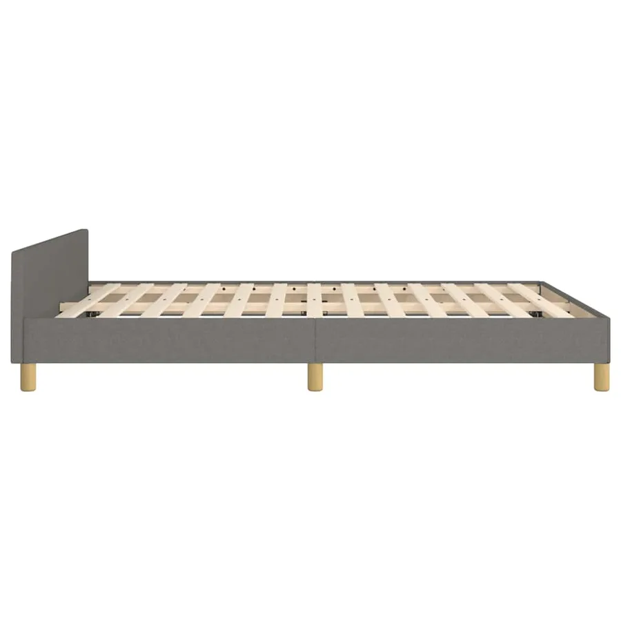 Cadre de lit sans matelas gris foncé 140x190 cm tissu - 6