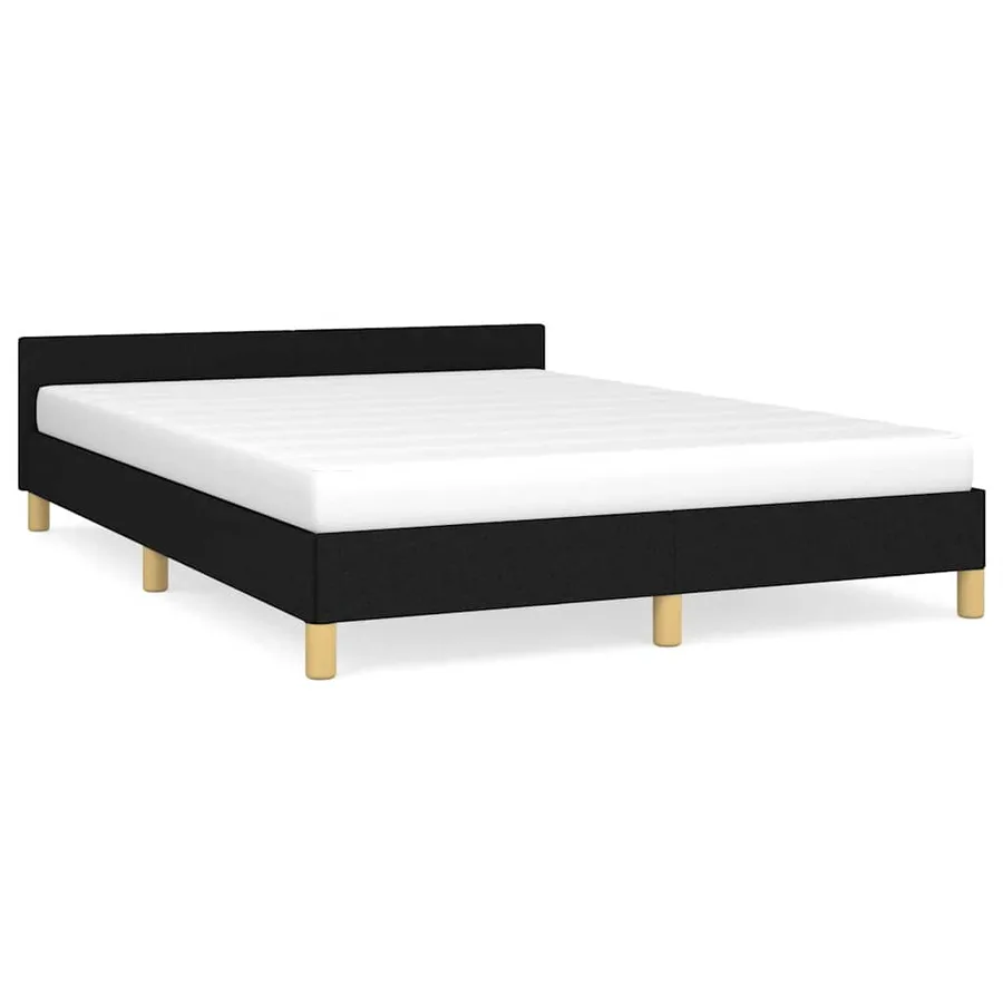 Cadre de lit sans matelas noir 140x200 cm tissu - 2