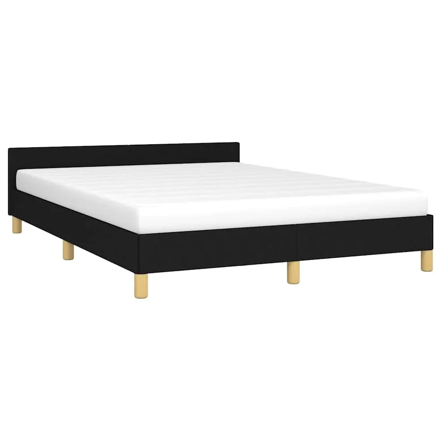 Cadre de lit sans matelas noir 140x200 cm tissu - 3