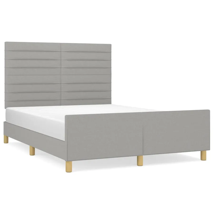 Cadre de lit sans matelas gris clair 140x190 cm tissu - 2