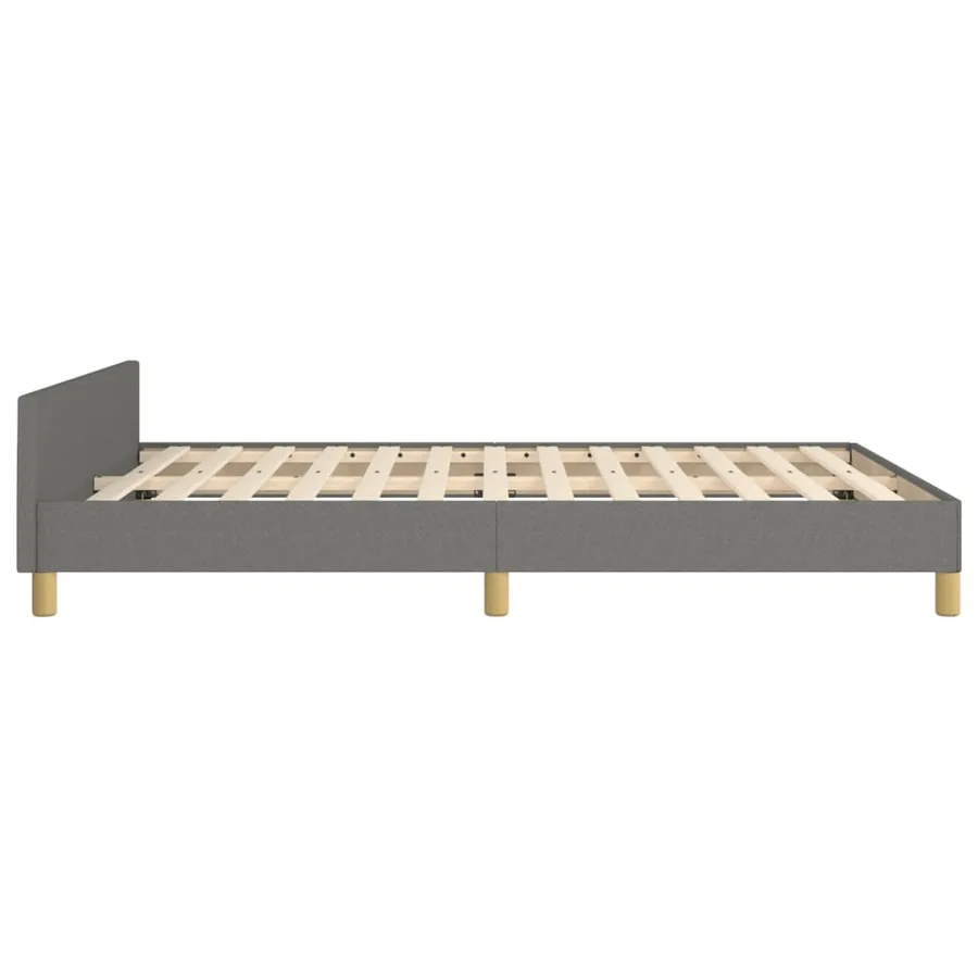 Cadre de lit sans matelas gris foncé 140x190 cm tissu - 7