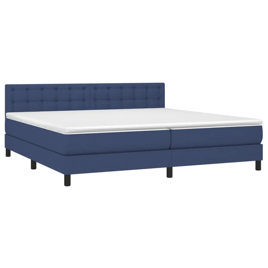 Sommier à lattes de lit et matelas et LED Bleu 200x200 cm Tissu - 3