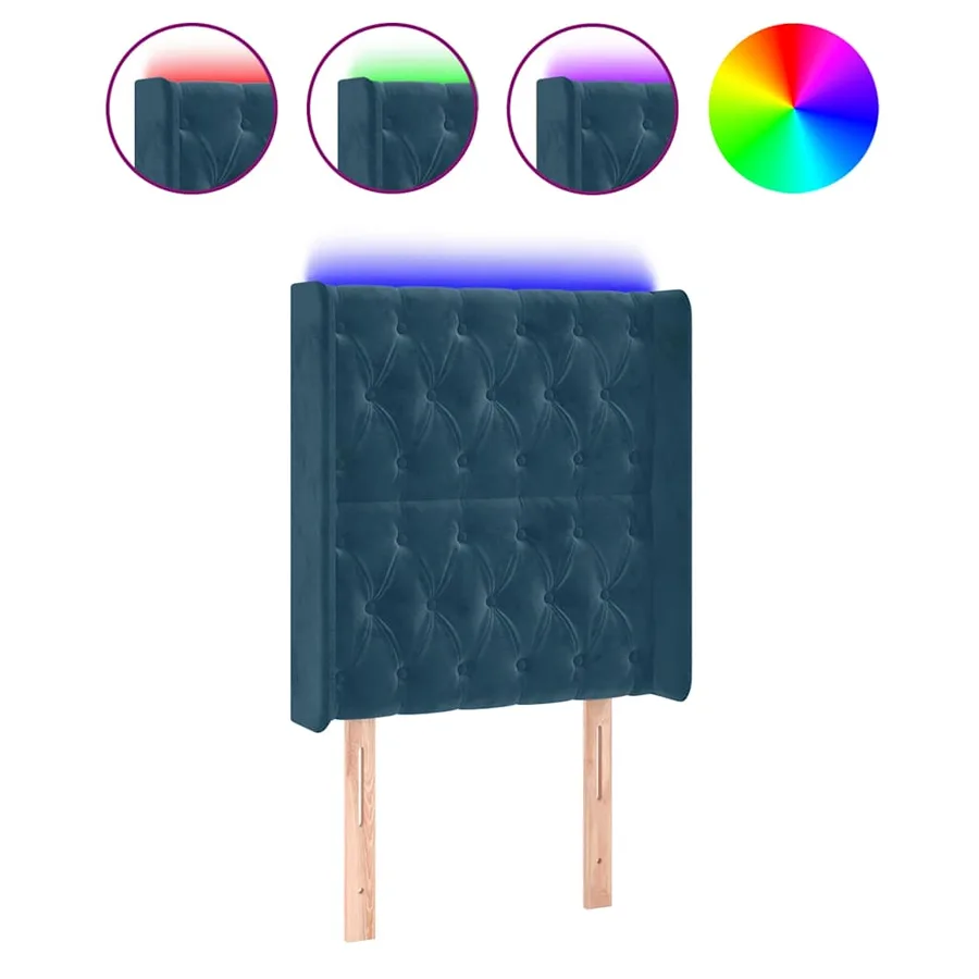 Tête de lit à LED Bleu foncé 83x16x118/128 cm Velours - 2