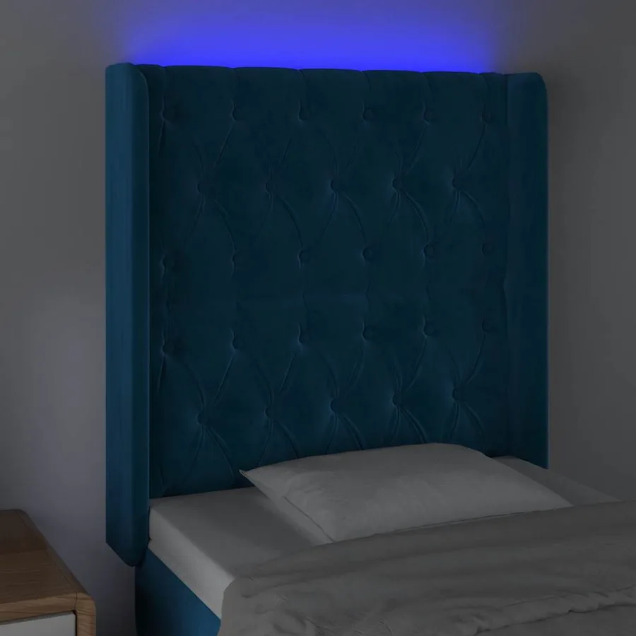 Tête de lit à LED Bleu foncé 83x16x118/128 cm Velours - 4