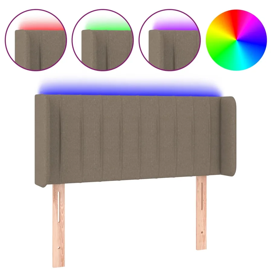 Tête de lit à LED Taupe 103x16x78/88 cm Tissu - 2