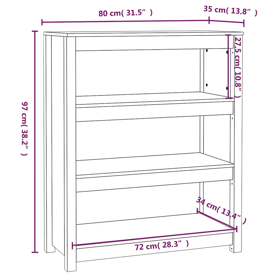 Bibliothèque 80x35x97 cm Bois de pin massif - 8