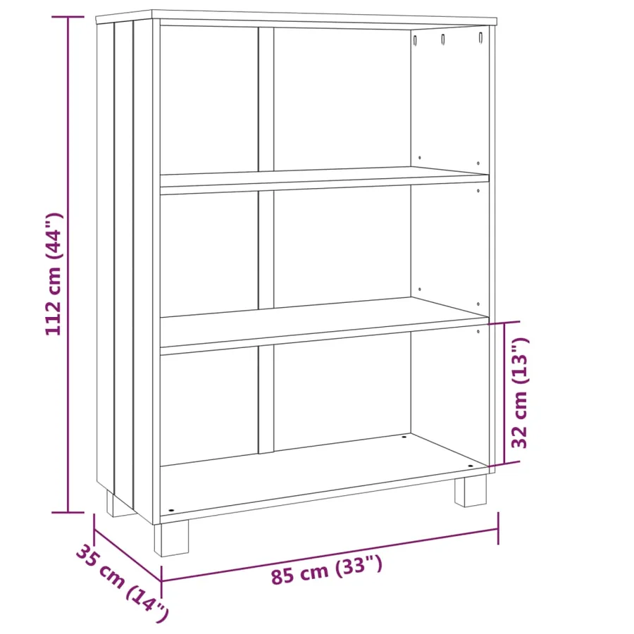 Bibliothèque HAMAR Gris clair 85x35x112 cm Bois de pin massif - 8
