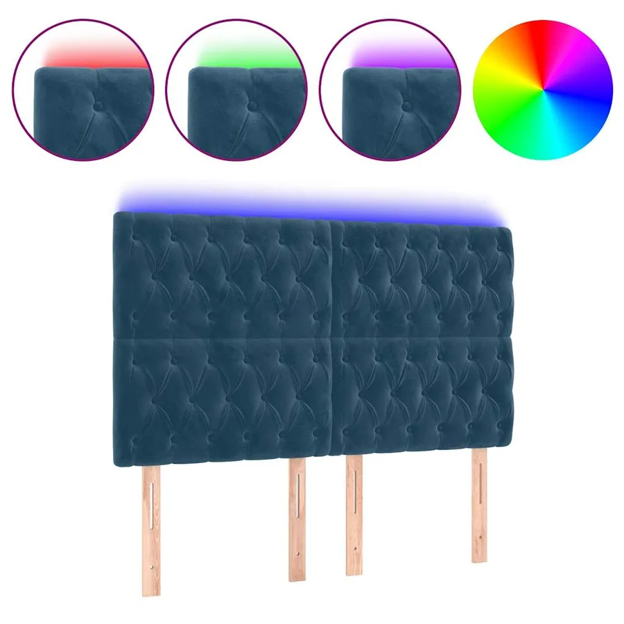 Tête de lit à LED Bleu foncé 160x7x118/128 cm Velours - 2
