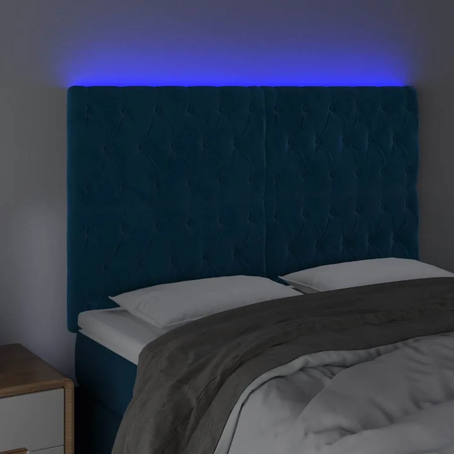Tête de lit à LED Bleu foncé 160x7x118/128 cm Velours - 3