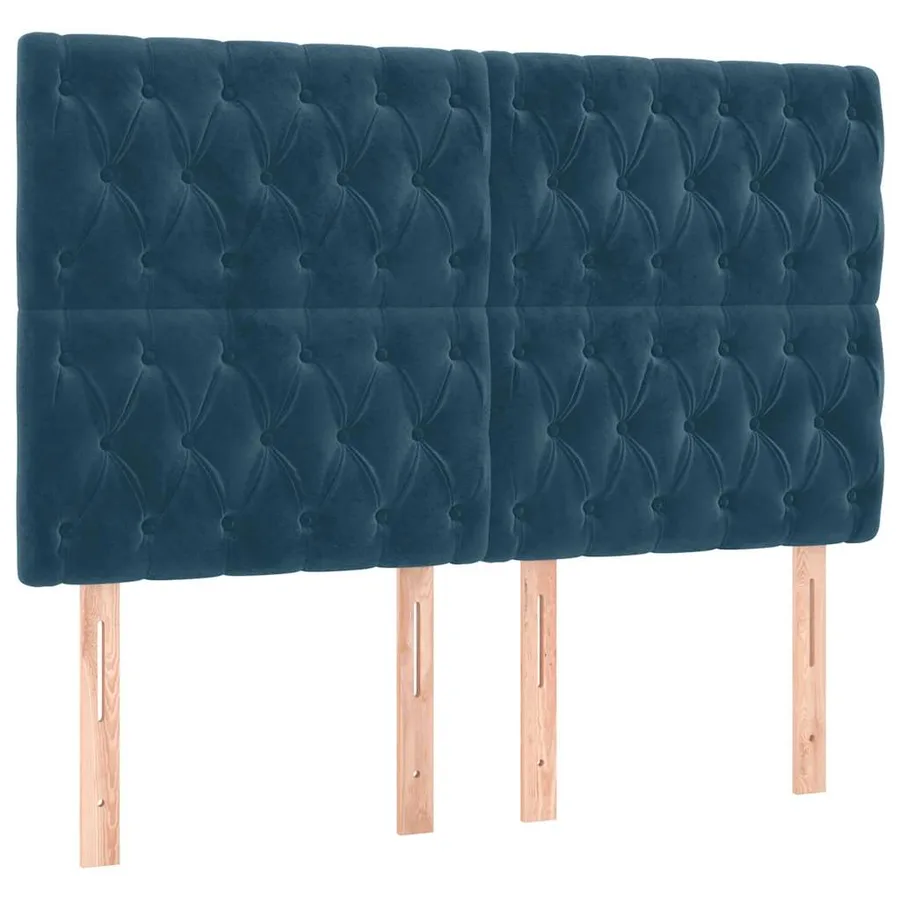 Tête de lit à LED Bleu foncé 160x7x118/128 cm Velours - 4