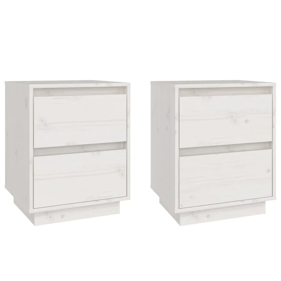 Tables de chevet 2 pcs Blanc 40x35x50 cm Bois de pin solide - 2