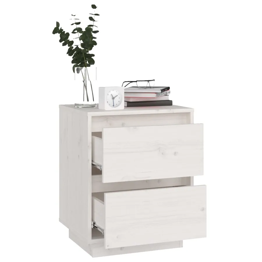 Tables de chevet 2 pcs Blanc 40x35x50 cm Bois de pin solide - 5